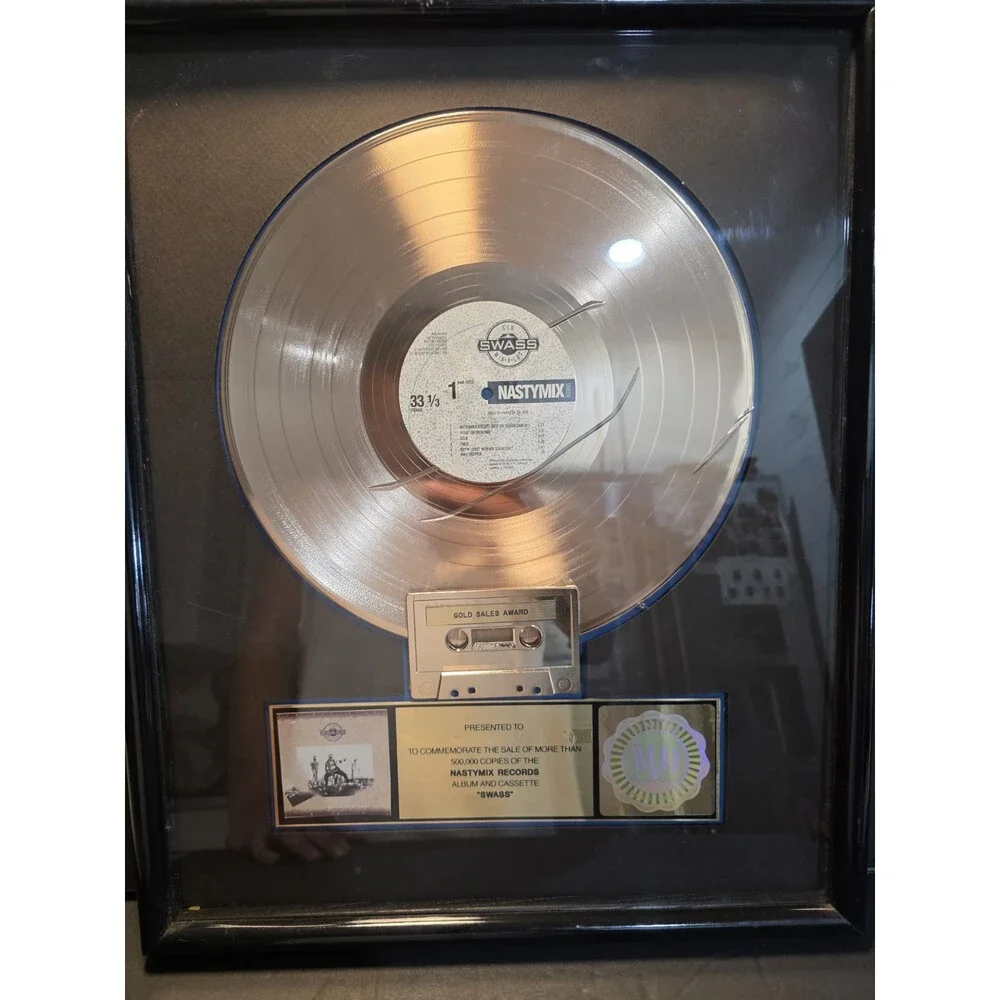 Vintage Sir Mix A Lot Swass Certified RIAA Gold Sales Award Plate Blank Presenta